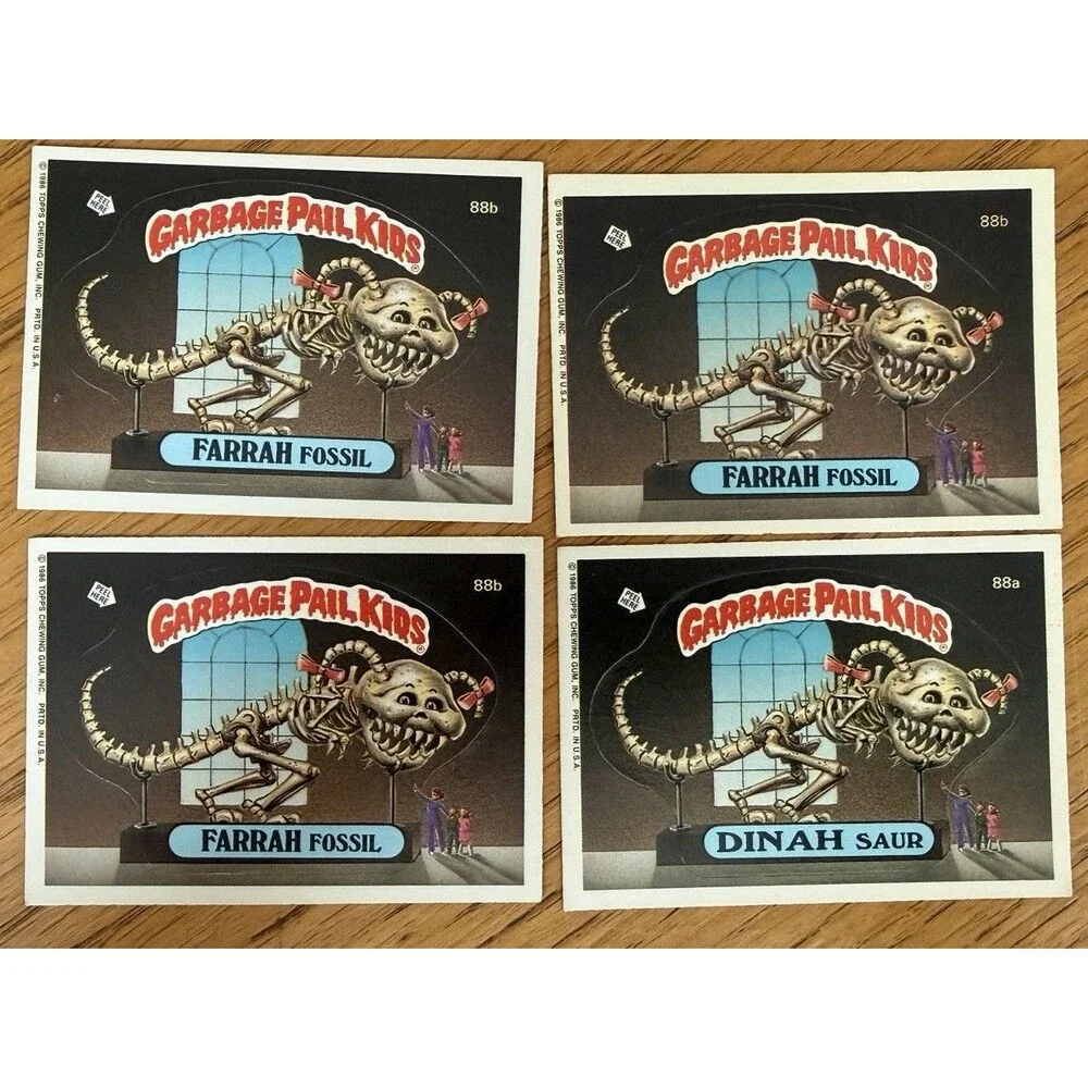 Farrah Fossil Dinah Saur 1986 Topps Garbage Pail Kids OS3 Lot 4 Cards